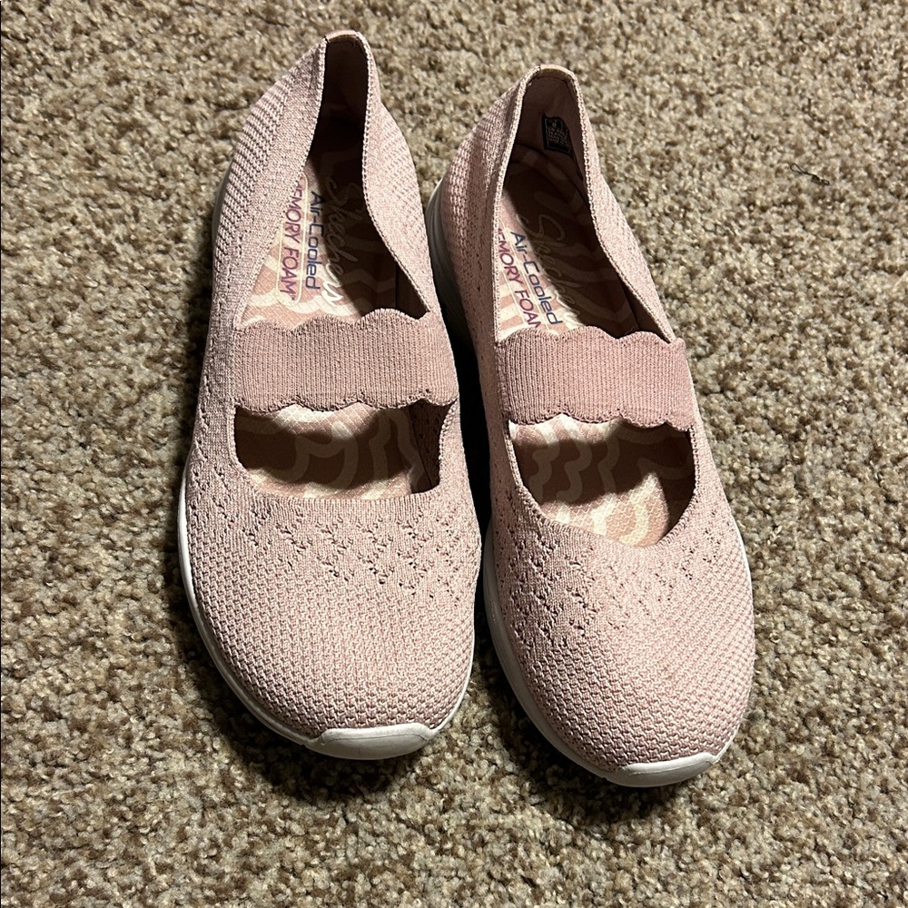 Skechers Light Pink Knit Slip-On Shoes